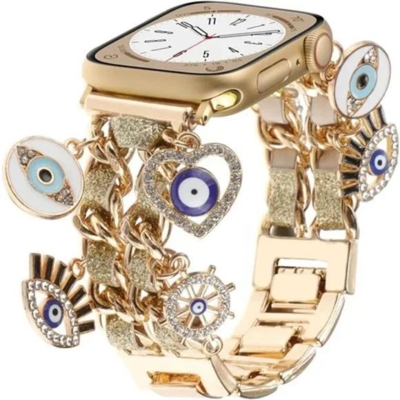 Apple Accessories - NEW Gold Apple Watch Band w/Evil Eye Charms